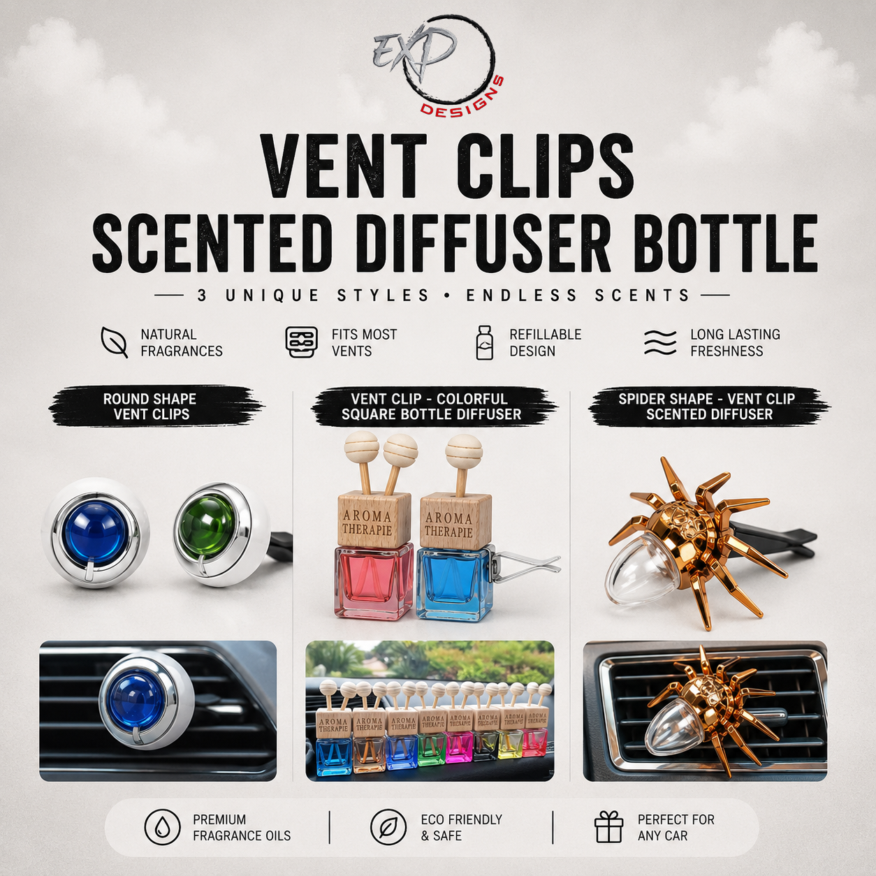 Vent Clips - Scented Diffuser Bottle