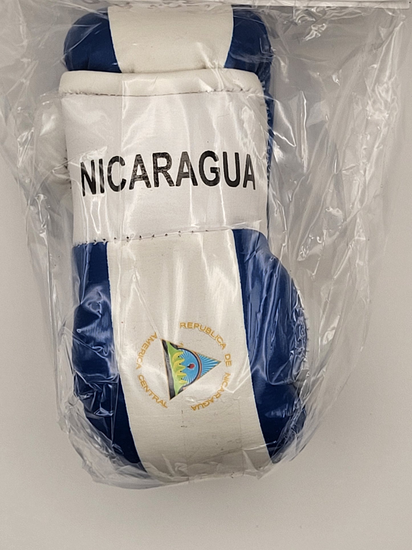 Mini guantes de boxeo con banderas de países colgando