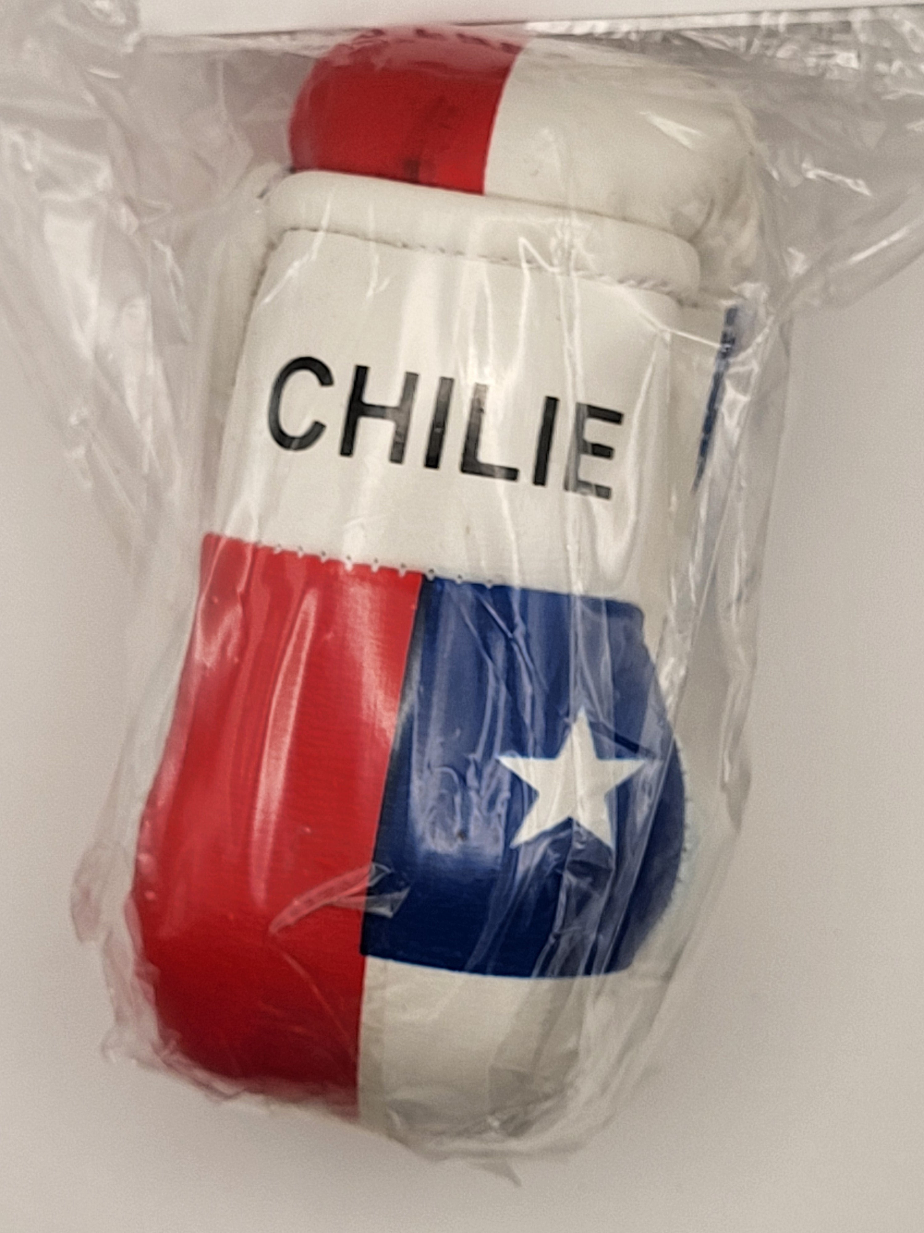 Mini guantes de boxeo con banderas de países colgando