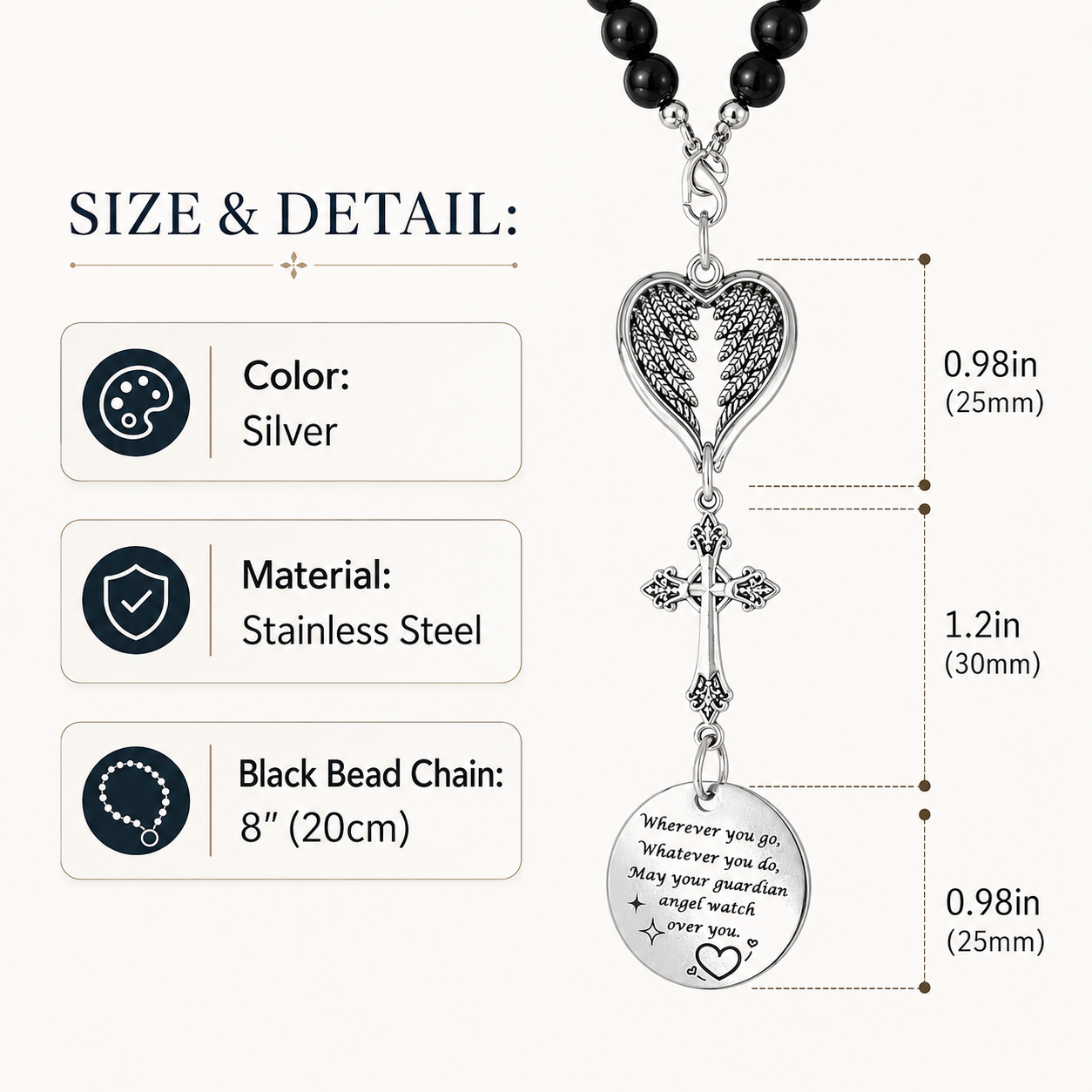 Angel Wing & Cross Car Hanging Pendant — Guardian Angel Blessing