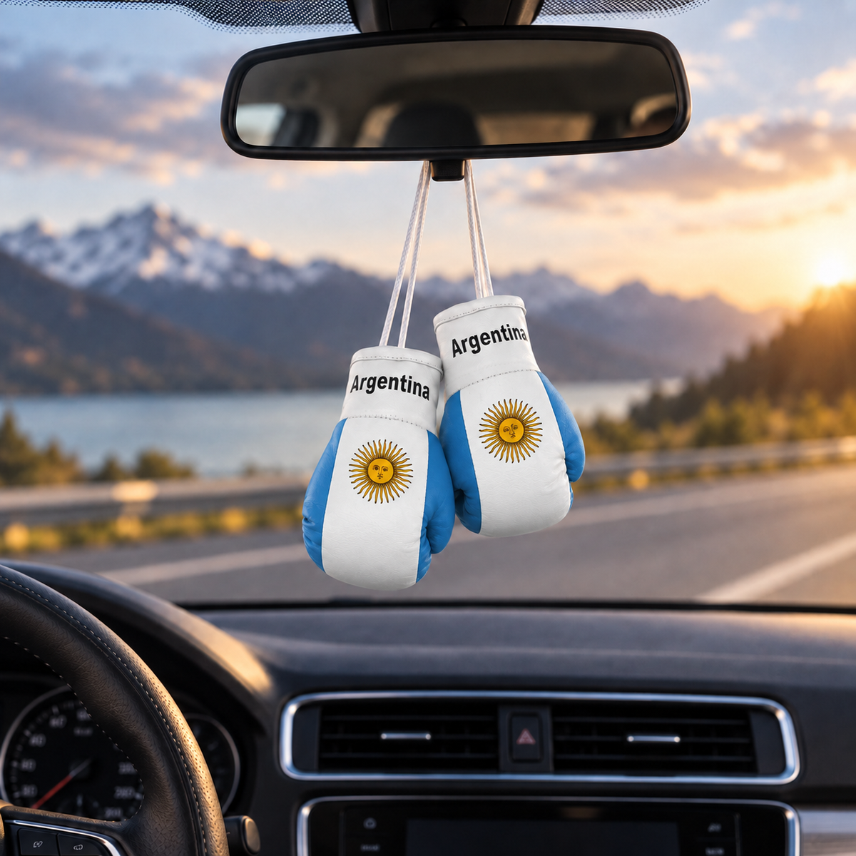 Mini Boxing Gloves Car Mirror Charm — Country Flag Edition
