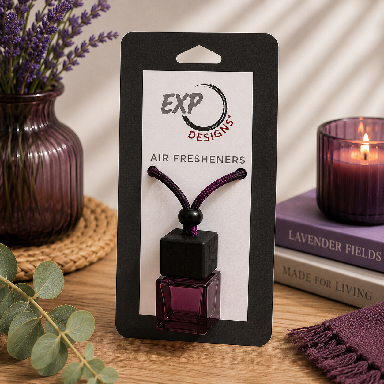 Square Black Wood Top Hanging Car Diffuser