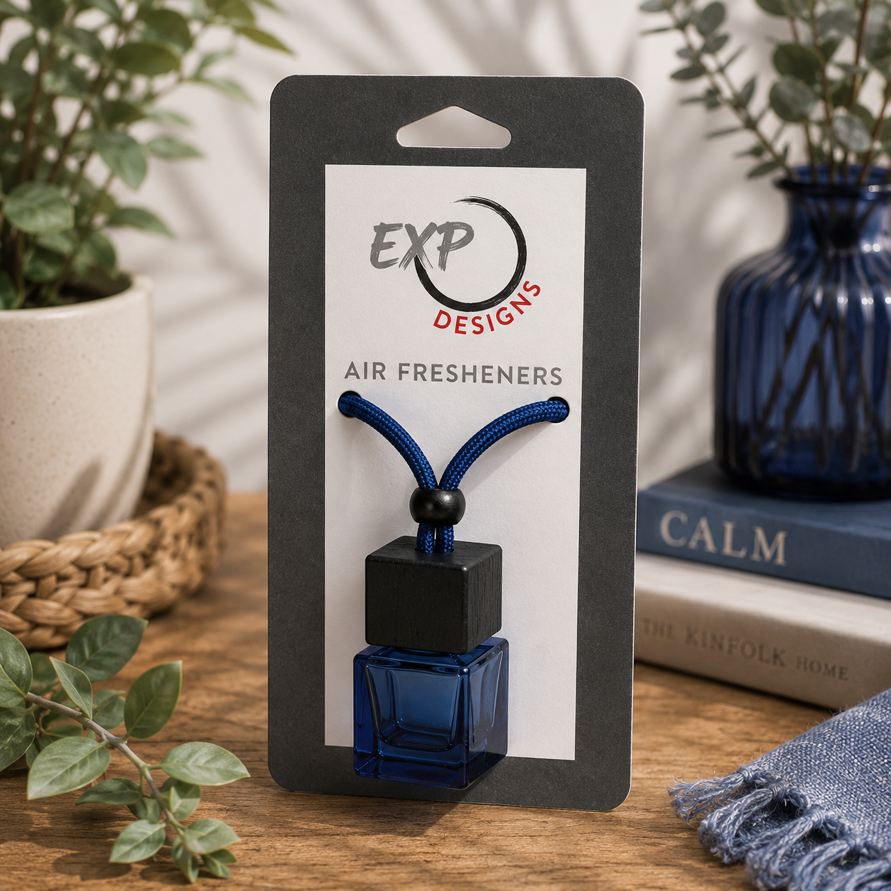 Square Black Wood Top Hanging Car Diffuser