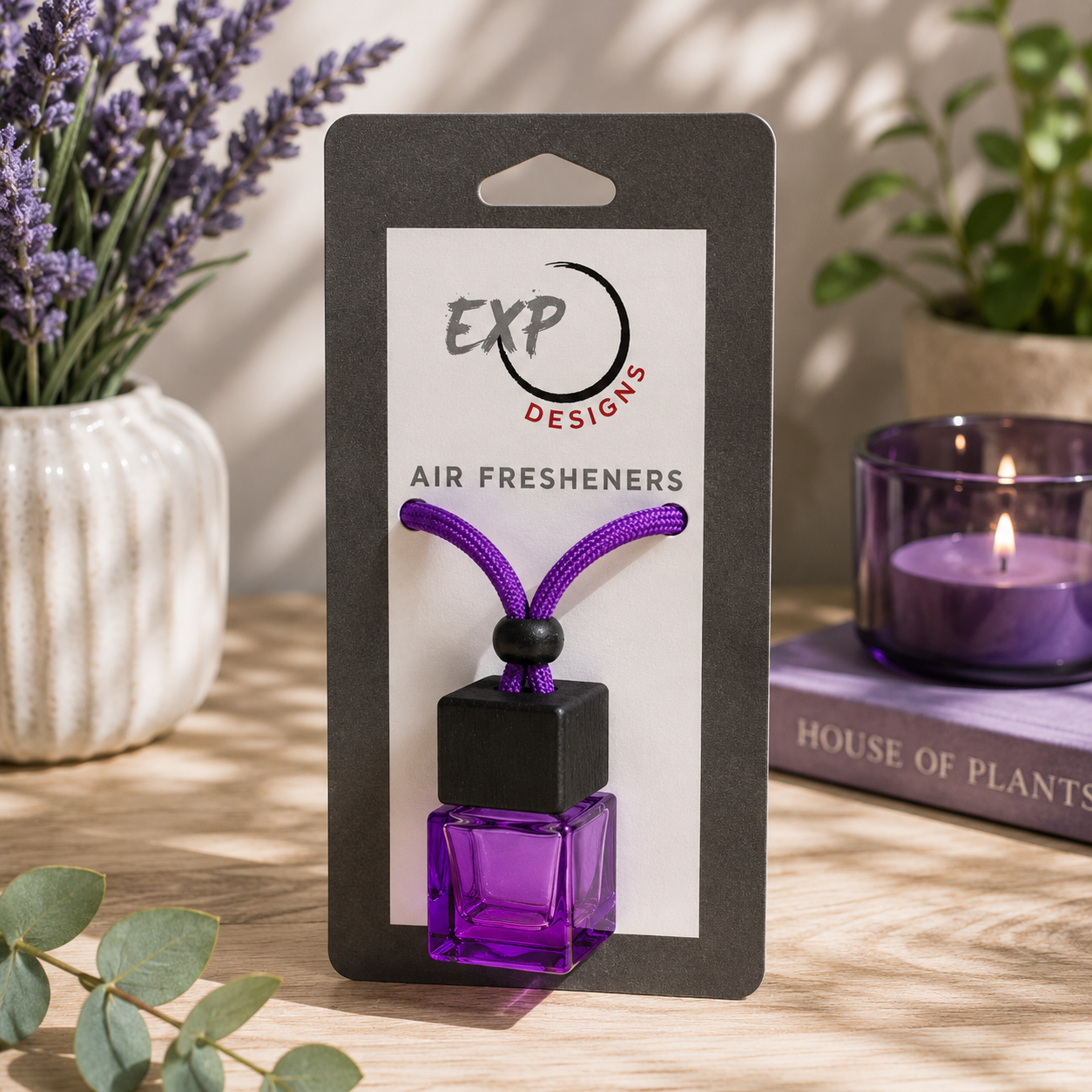 Square Black Wood Top Hanging Car Diffuser