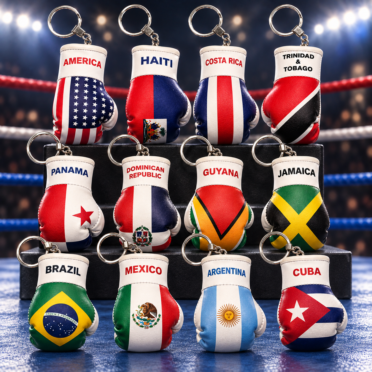 Mini Boxing Glove Keychain — Flag Edition