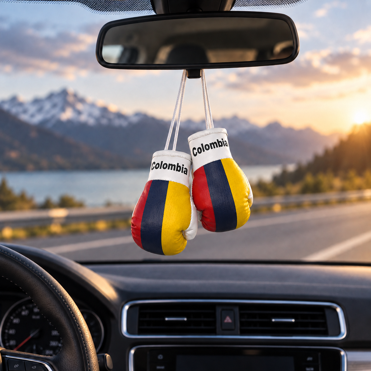 Mini Boxing Gloves Car Mirror Charm — Country Flag Edition