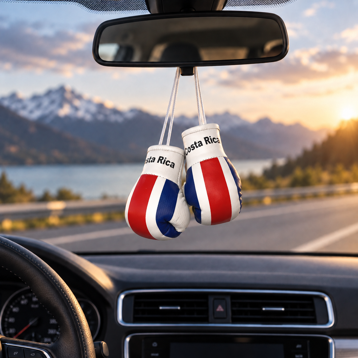 Mini Boxing Gloves Car Mirror Charm — Country Flag Edition