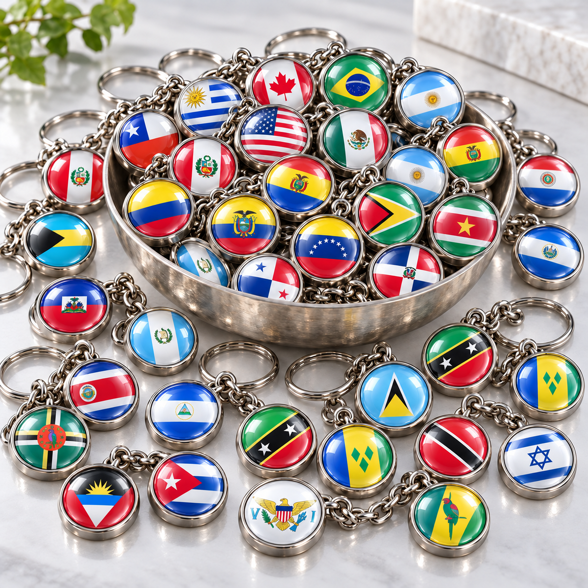 Country Flag Glass Ball Keychain