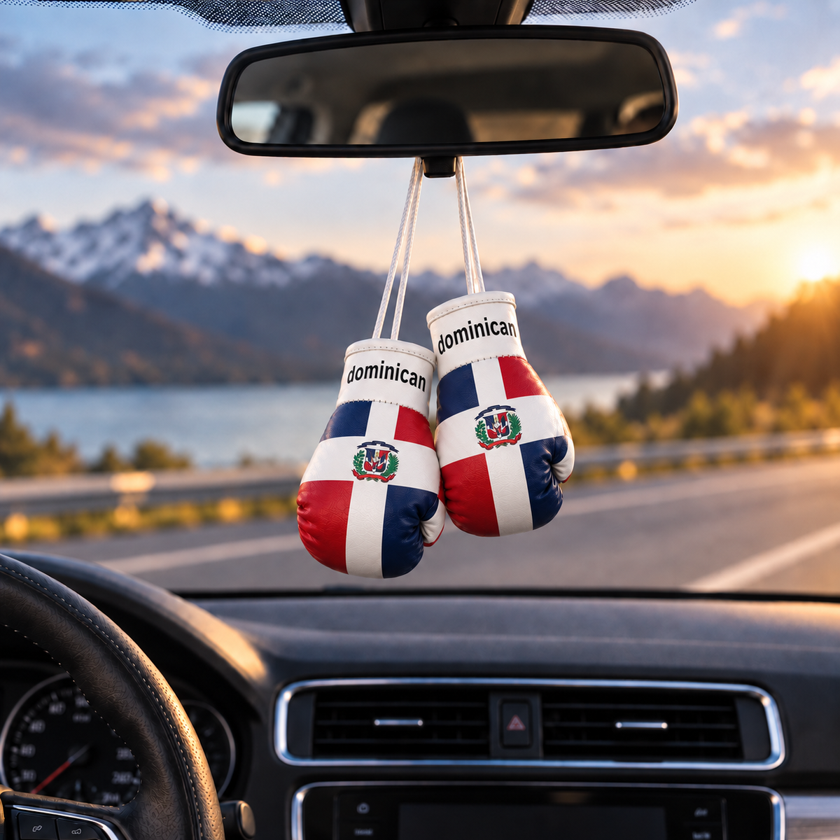 Mini Boxing Gloves Car Mirror Charm — Country Flag Edition