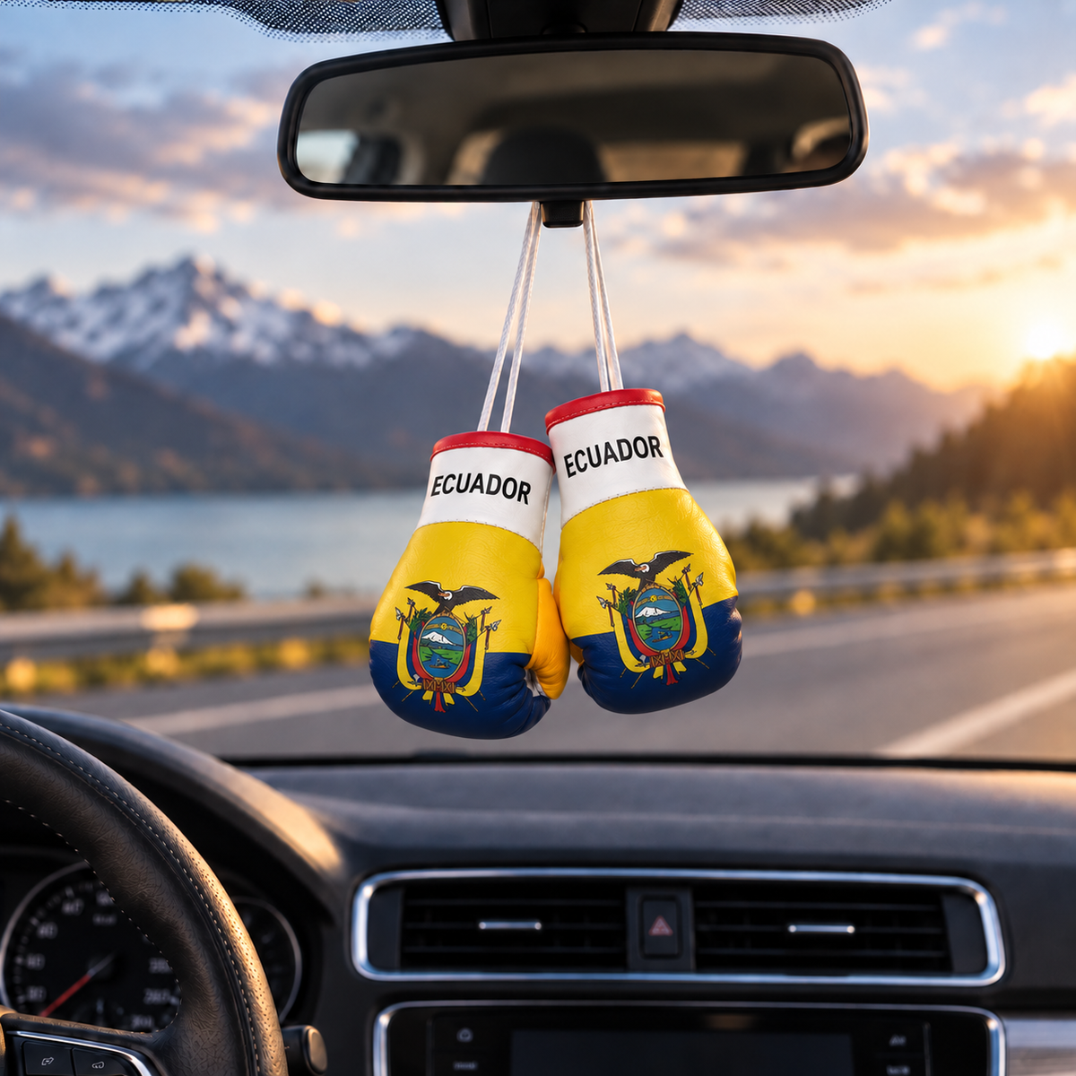 Mini Boxing Gloves Car Mirror Charm — Country Flag Edition