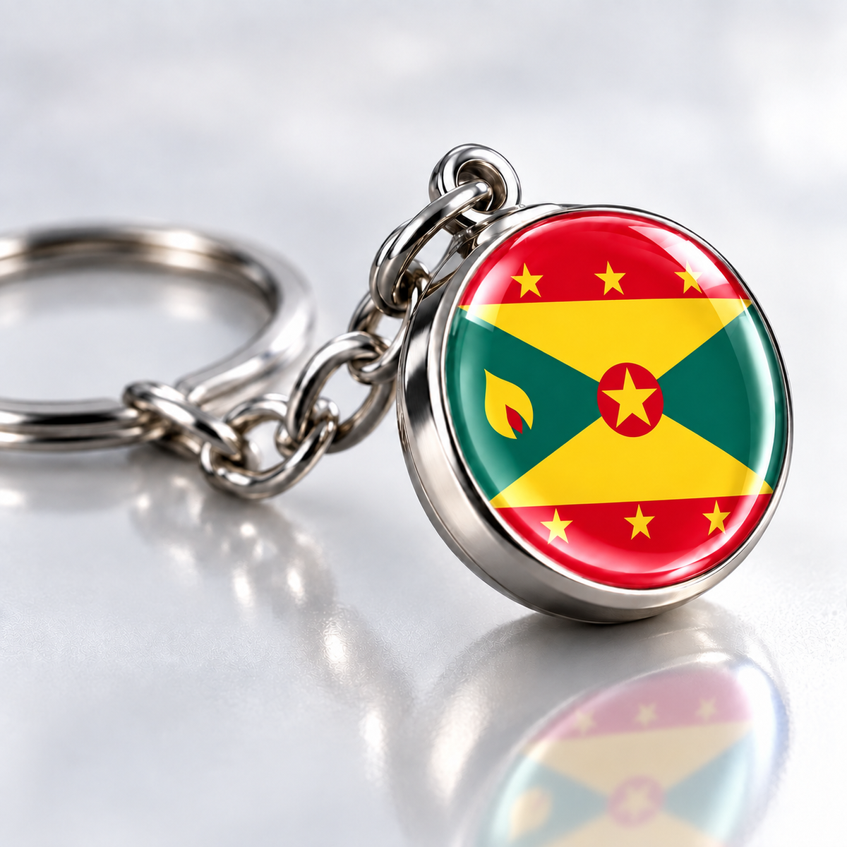 Country Flag Glass Ball Keychain