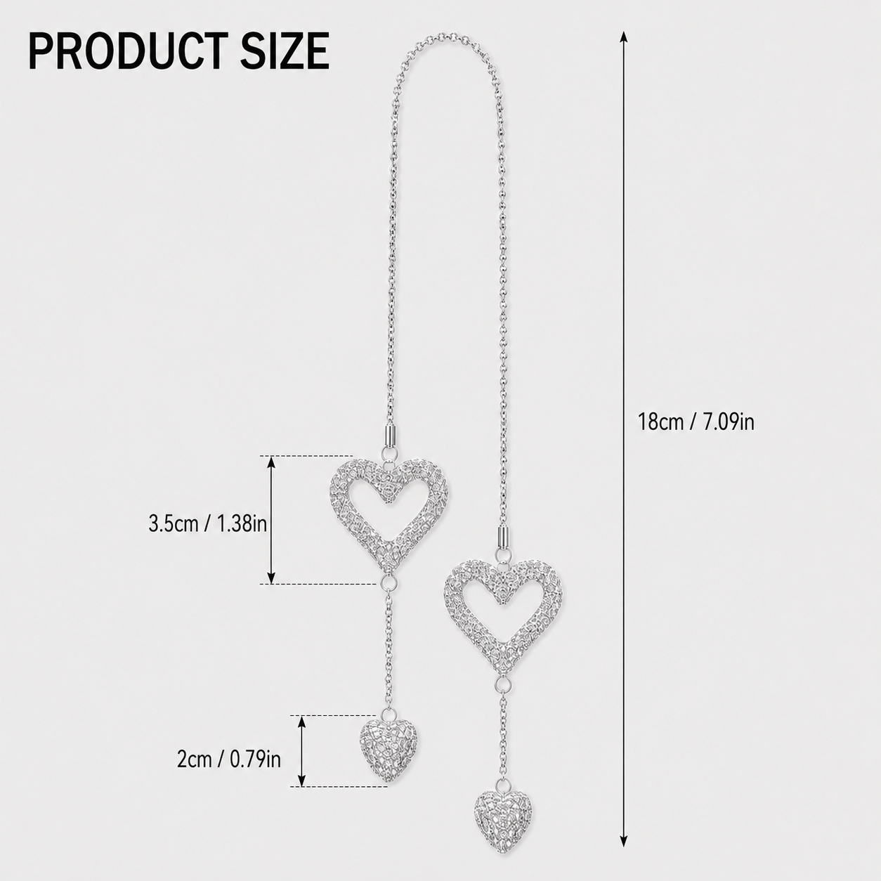 Double Heart Rhinestone Car Pendant