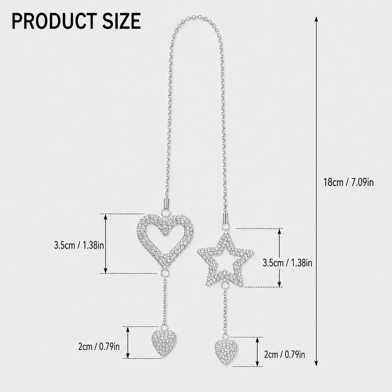 Heart & Star Rhinestone Car Pendant