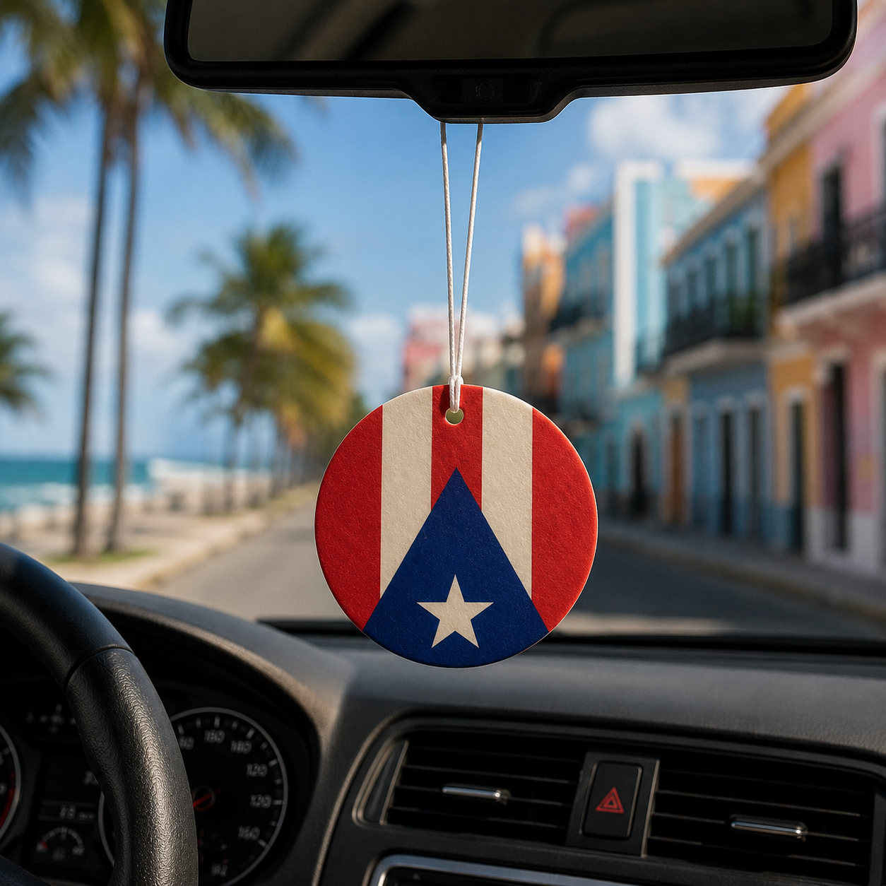 Puerto Rico Round Flag Freshener