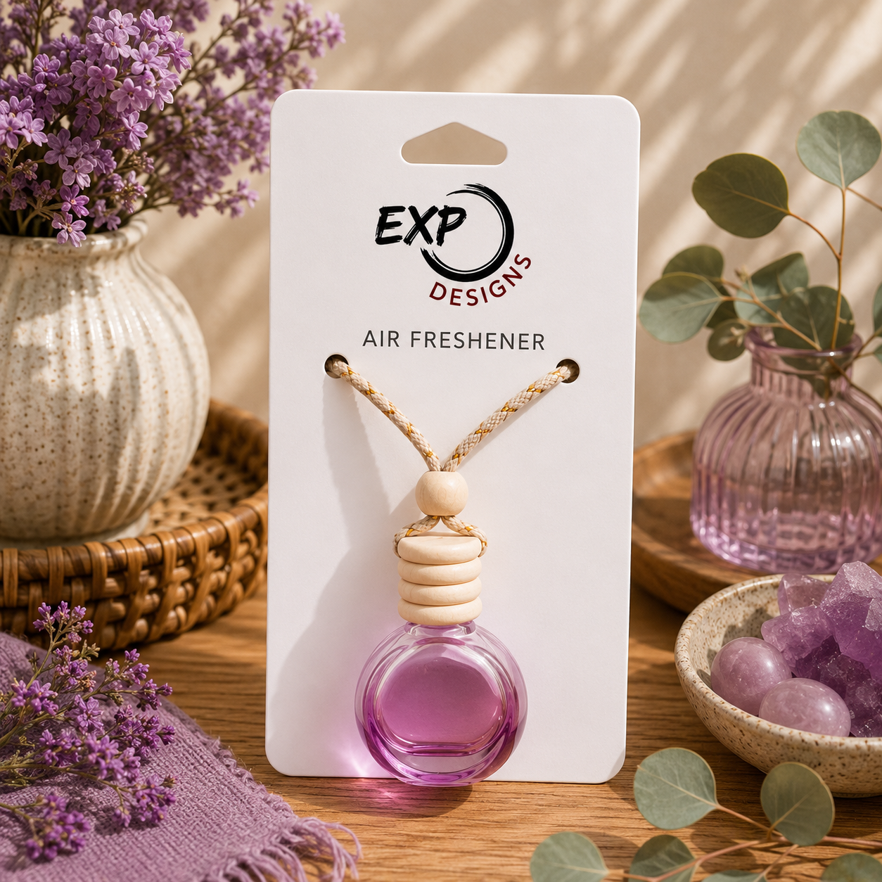 Round Wood Top Hanging Car Diffuser