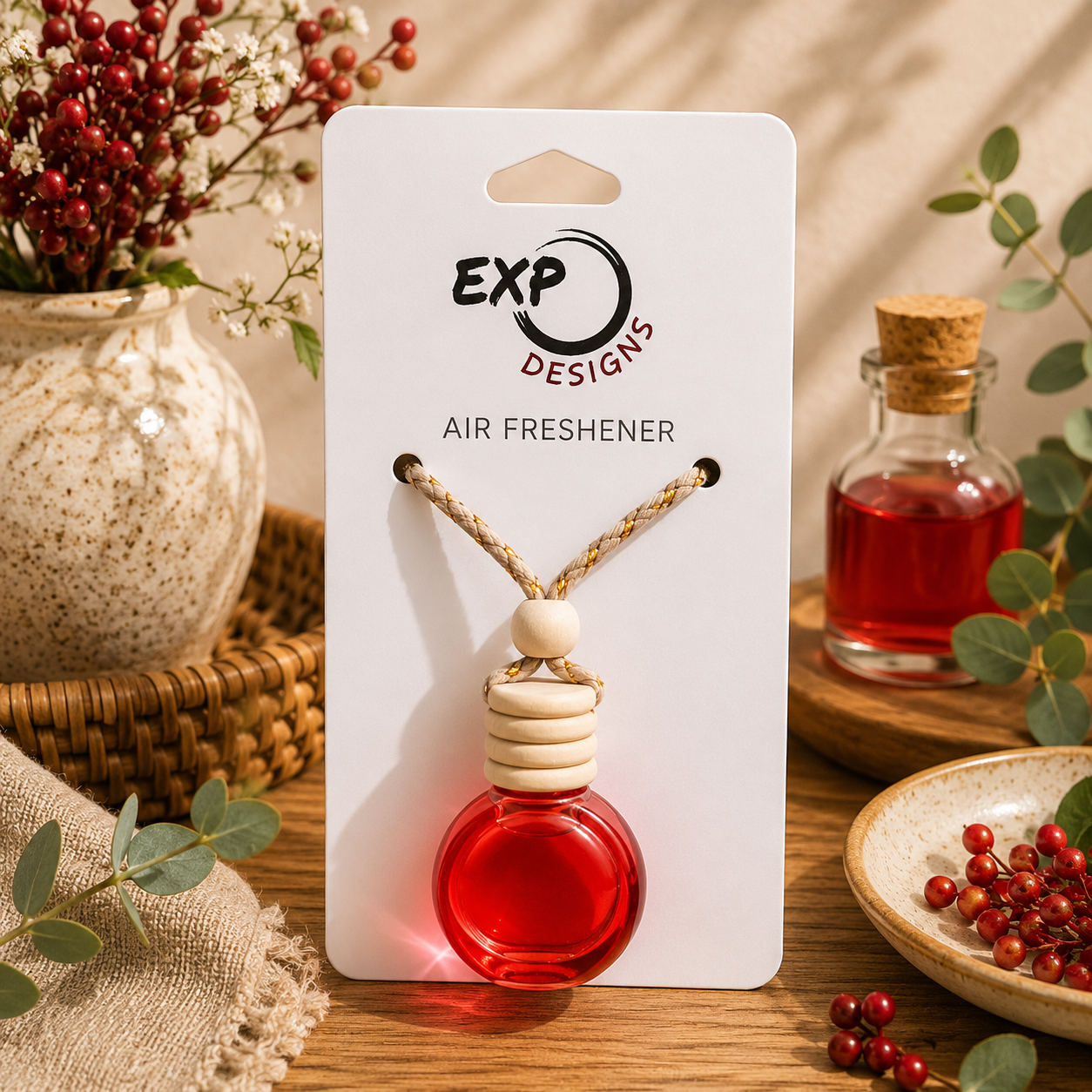 Round Wood Top Hanging Car Diffuser