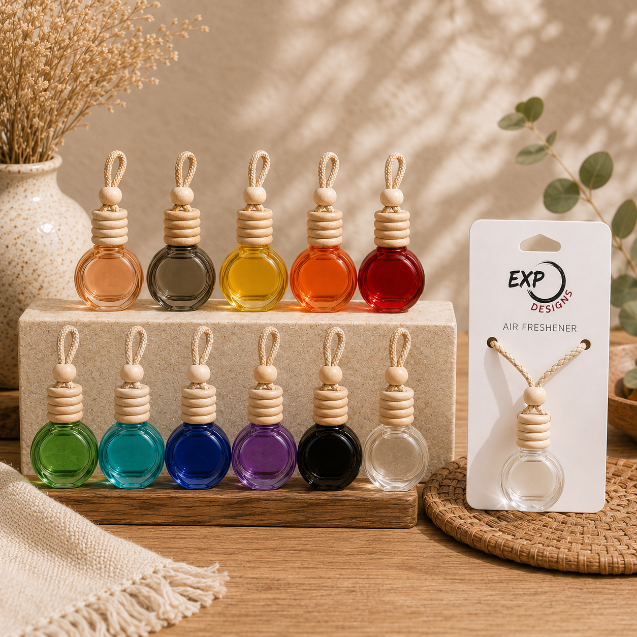 Round Wood Top Hanging Car Diffuser