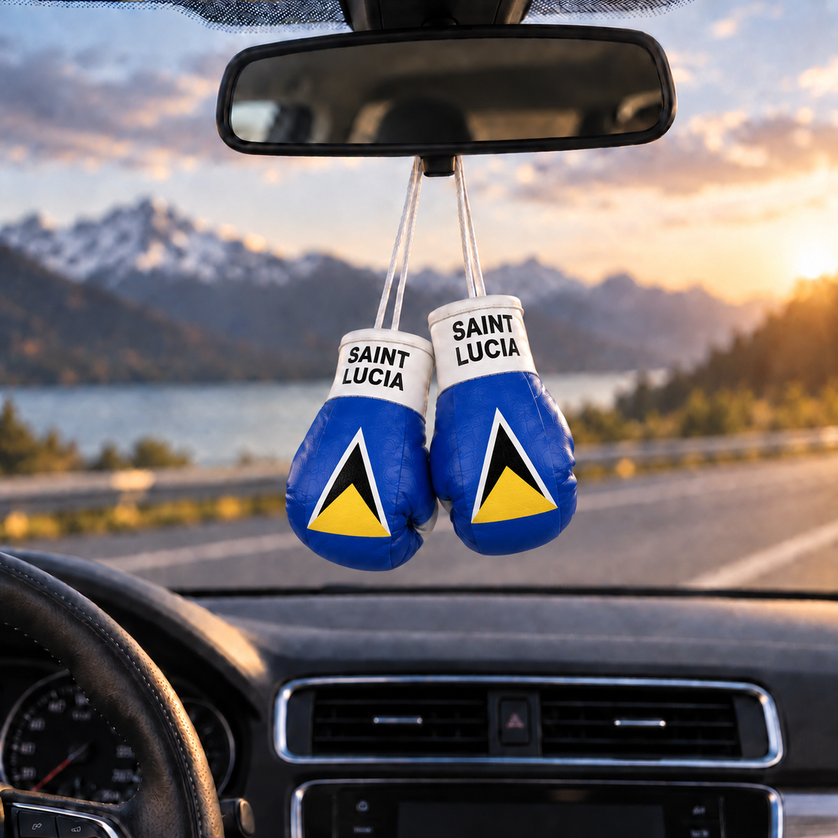 Mini Boxing Gloves Car Mirror Charm — Country Flag Edition