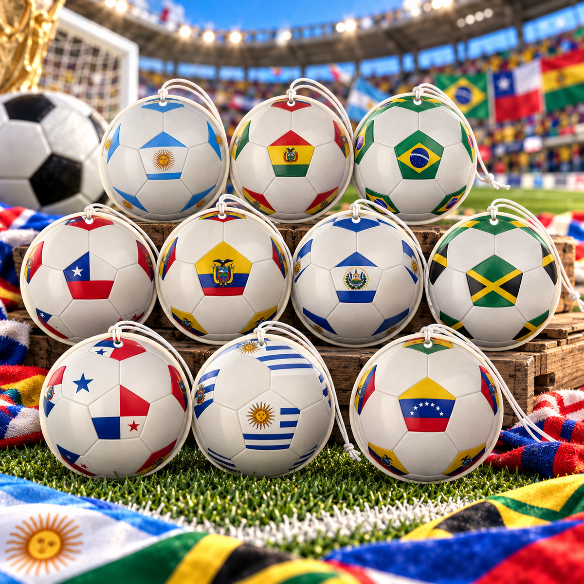 Country Flag Soccer Ball Car Air Freshener – Cherry Scented
