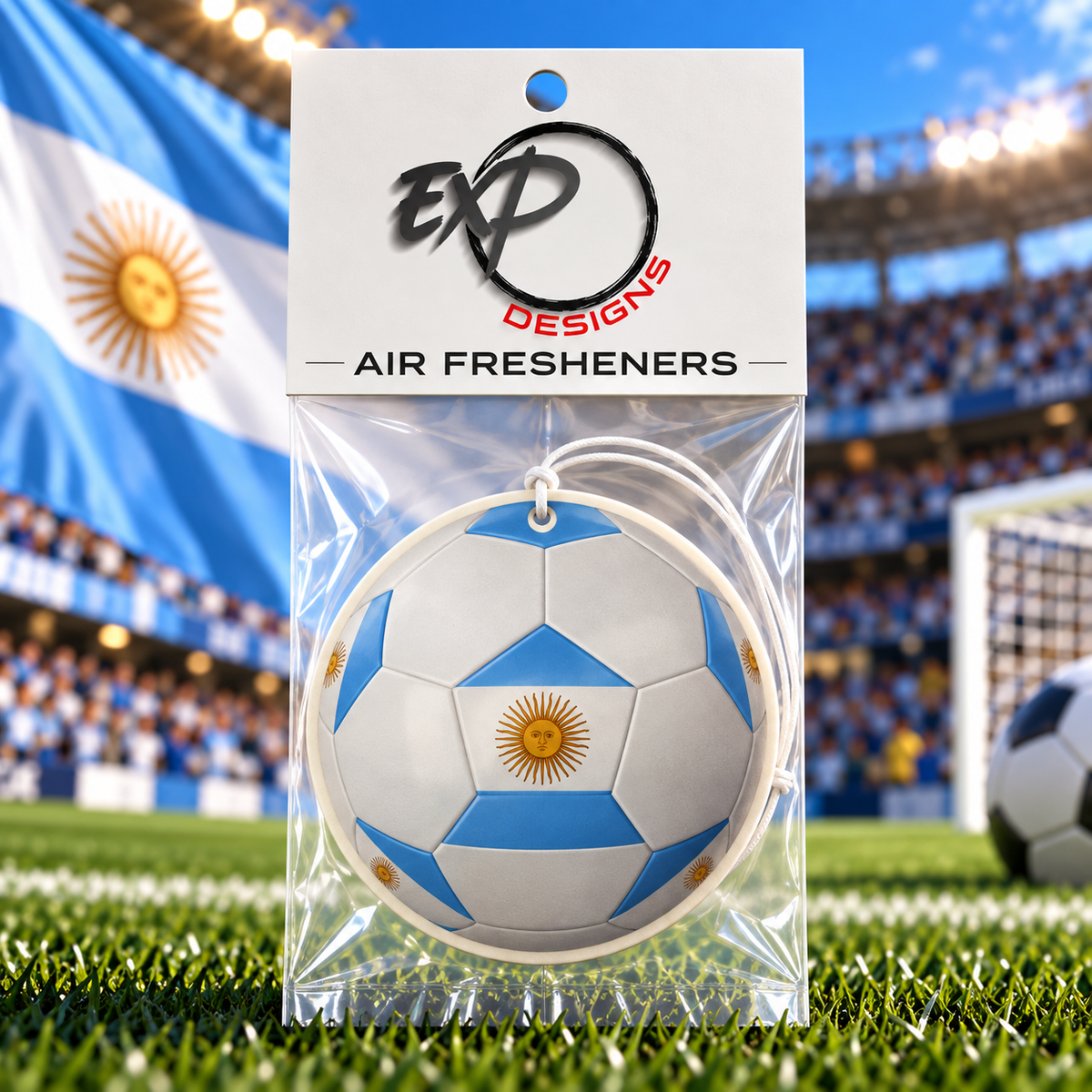 Country Flag Soccer Ball Car Air Freshener – Cherry Scented