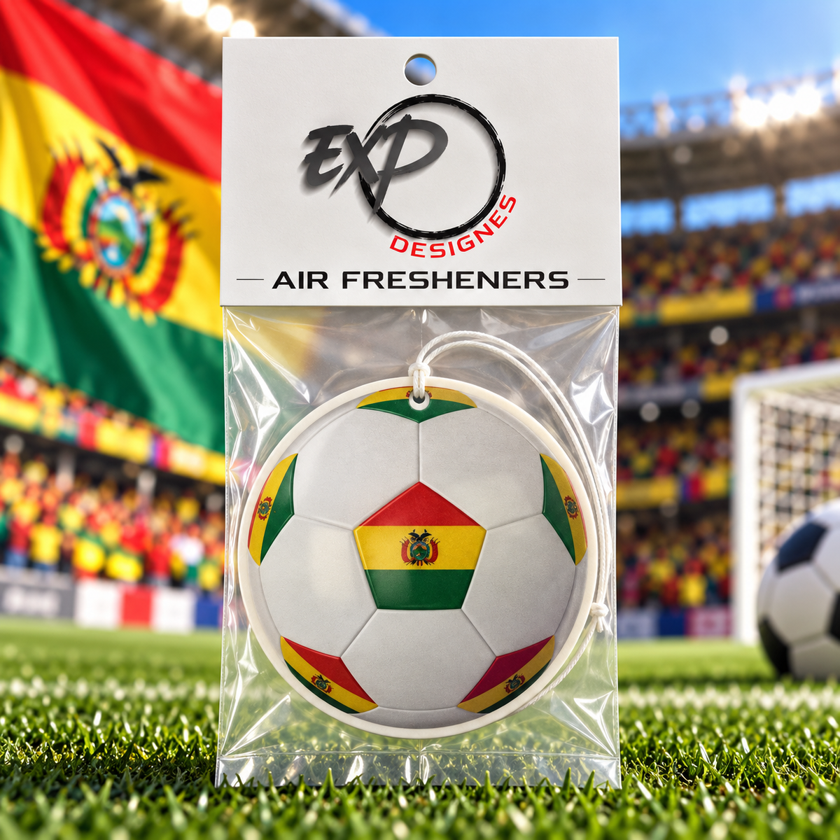 Country Flag Soccer Ball Car Air Freshener – Cherry Scented