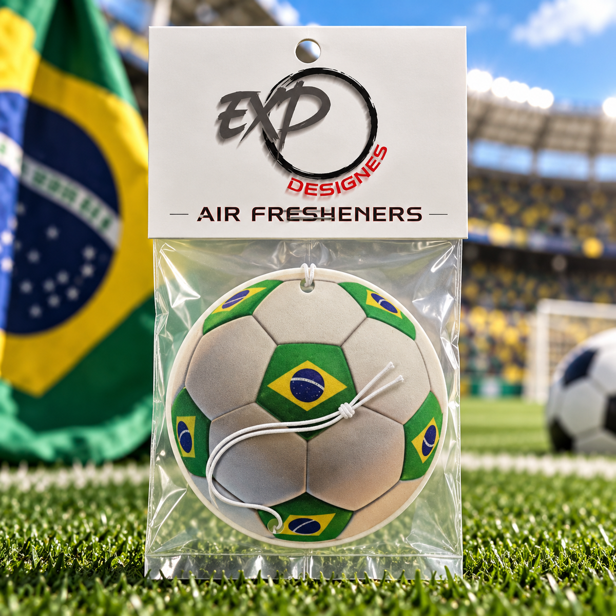 Country Flag Soccer Ball Car Air Freshener – Cherry Scented