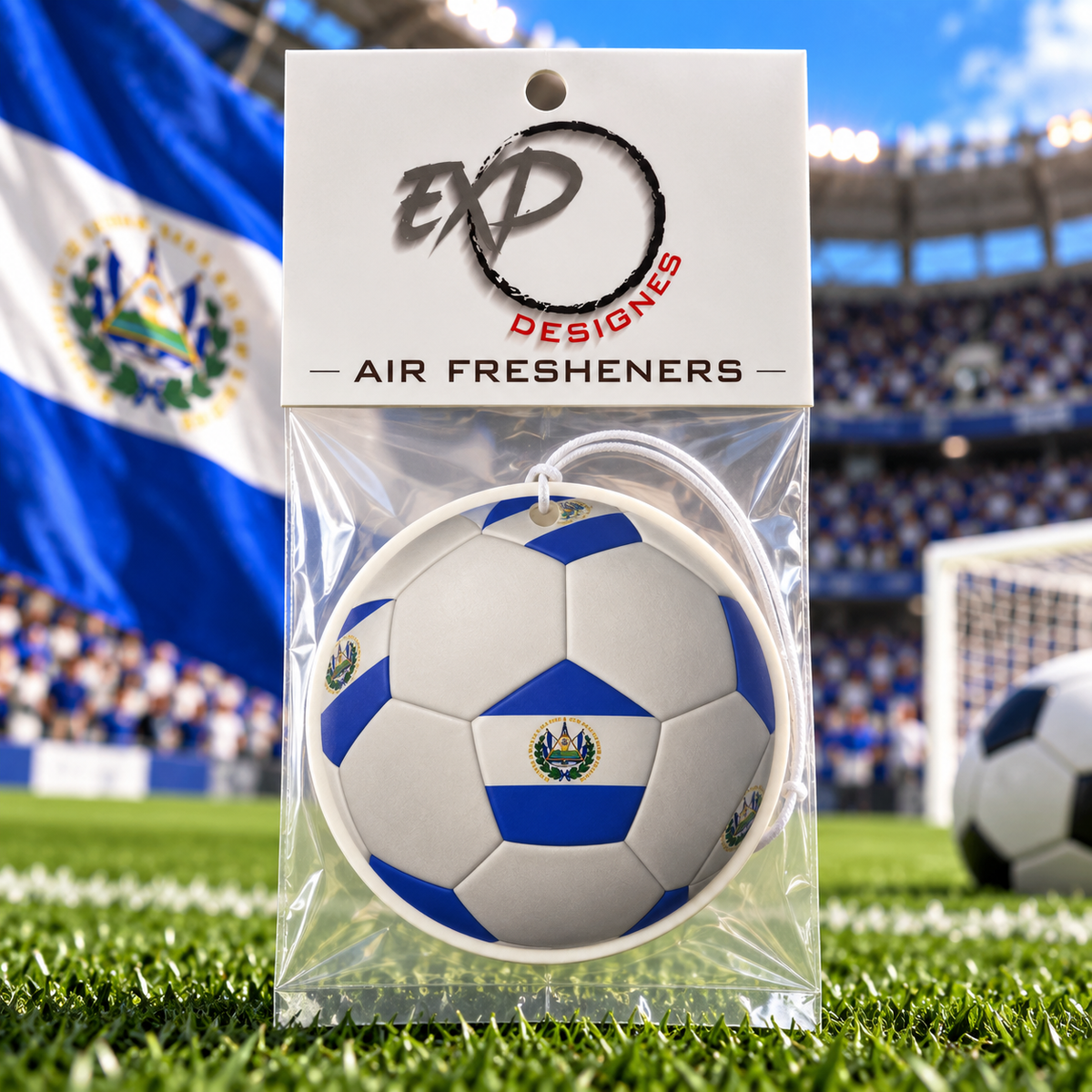 Country Flag Soccer Ball Car Air Freshener – Cherry Scented