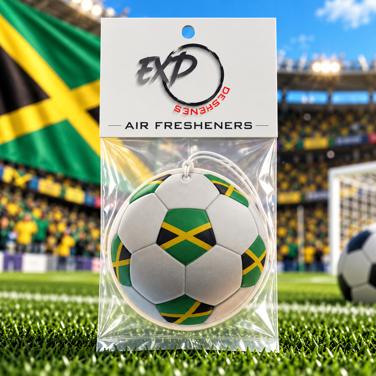 Country Flag Soccer Ball Car Air Freshener – Cherry Scented