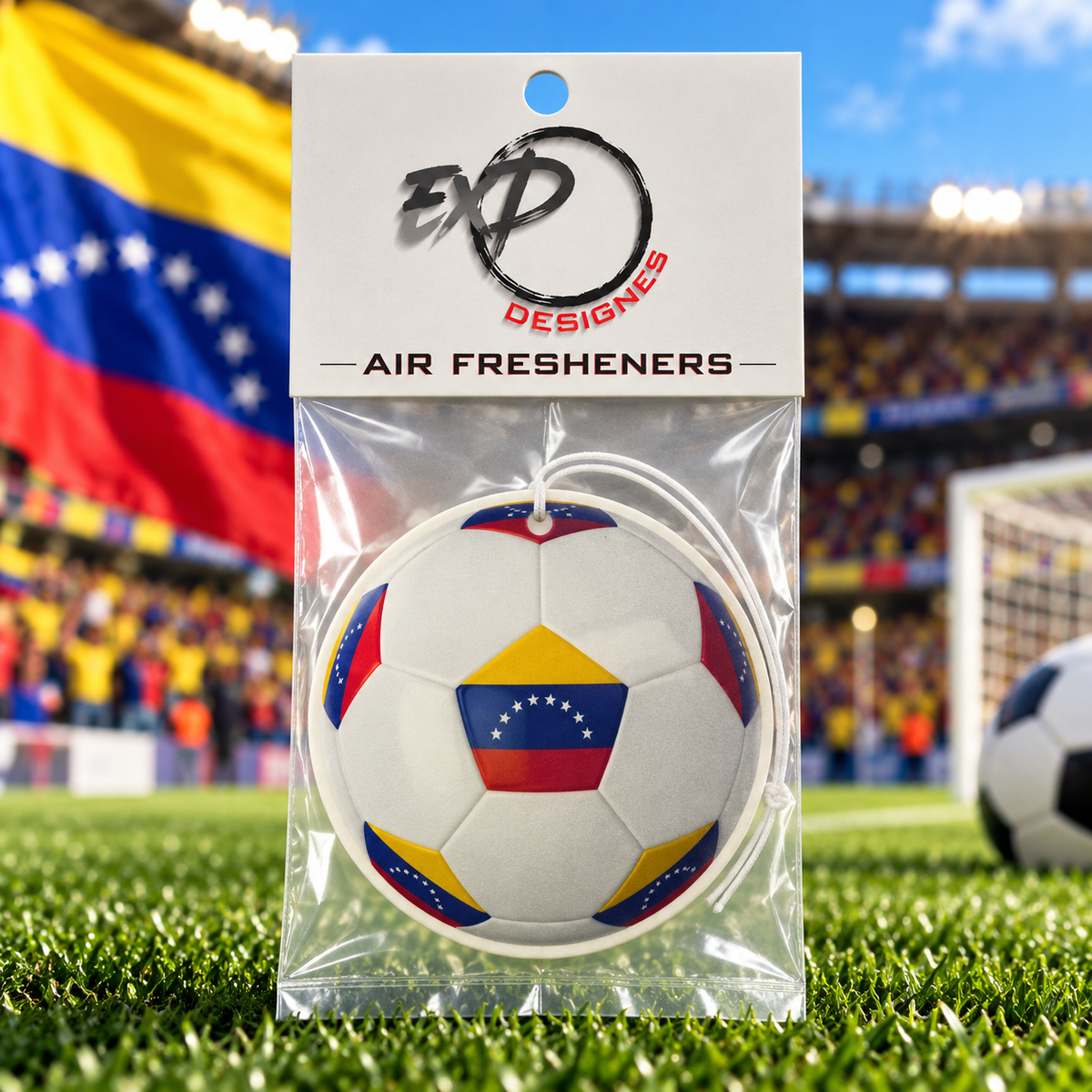 Country Flag Soccer Ball Car Air Freshener – Cherry Scented
