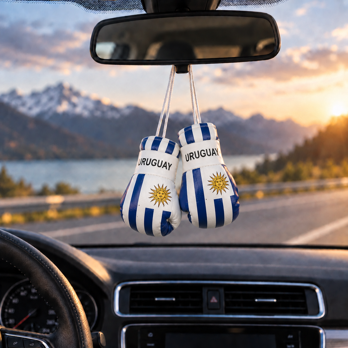 Mini Boxing Gloves Car Mirror Charm — Country Flag Edition