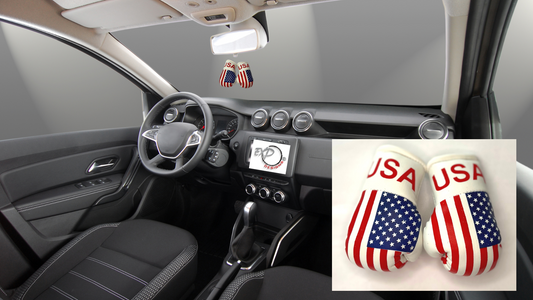 Mini guantes de boxeo con banderas de países colgando