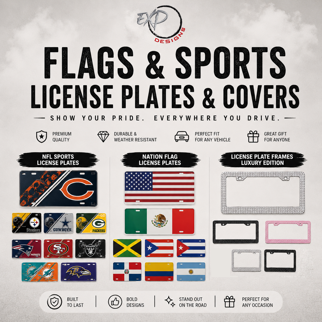 Flags & Sports License Plates & Covers