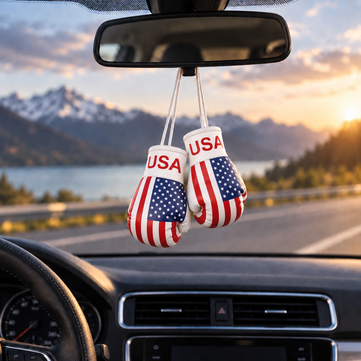 Mini Boxing Gloves Car Mirror Charm — Country Flag Edition