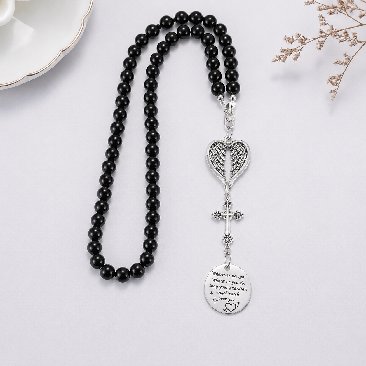 Angel Wing & Cross Car Hanging Pendant — Guardian Angel Blessing