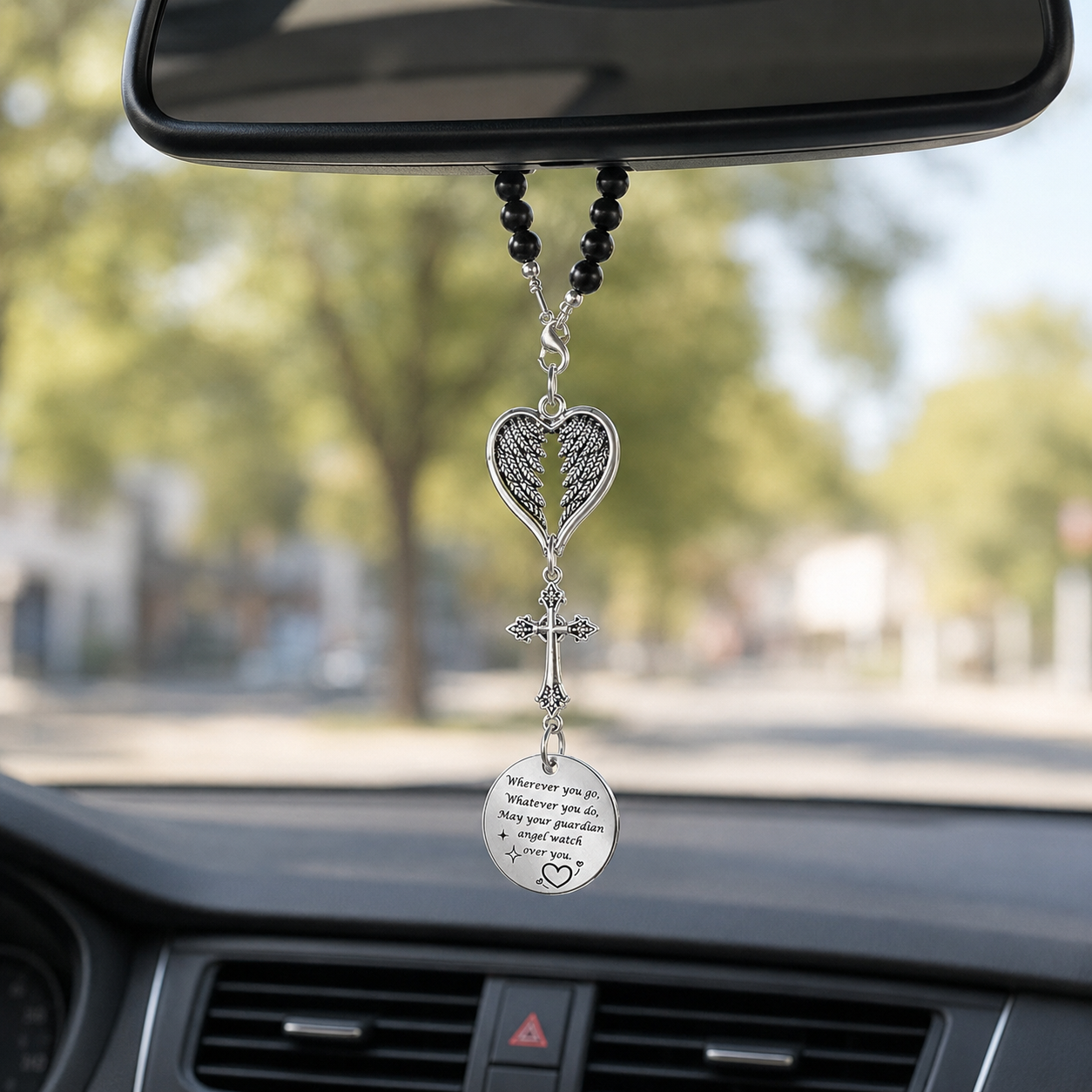 Angel Wing & Cross Car Hanging Pendant — Guardian Angel Blessing