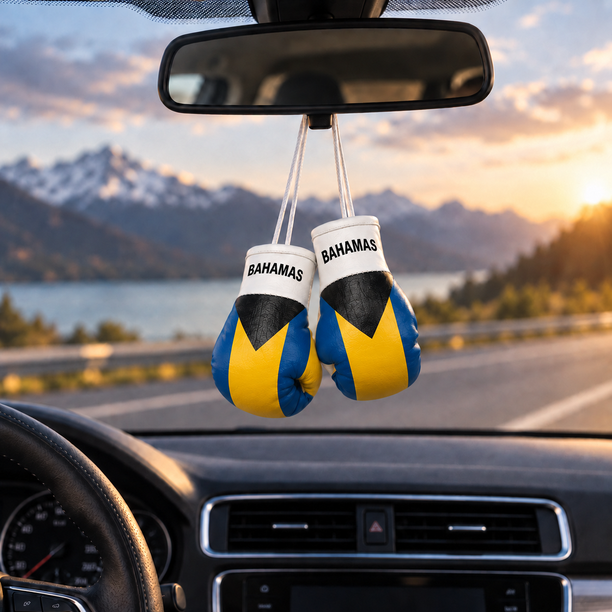 Mini Boxing Gloves Car Mirror Charm — Country Flag Edition