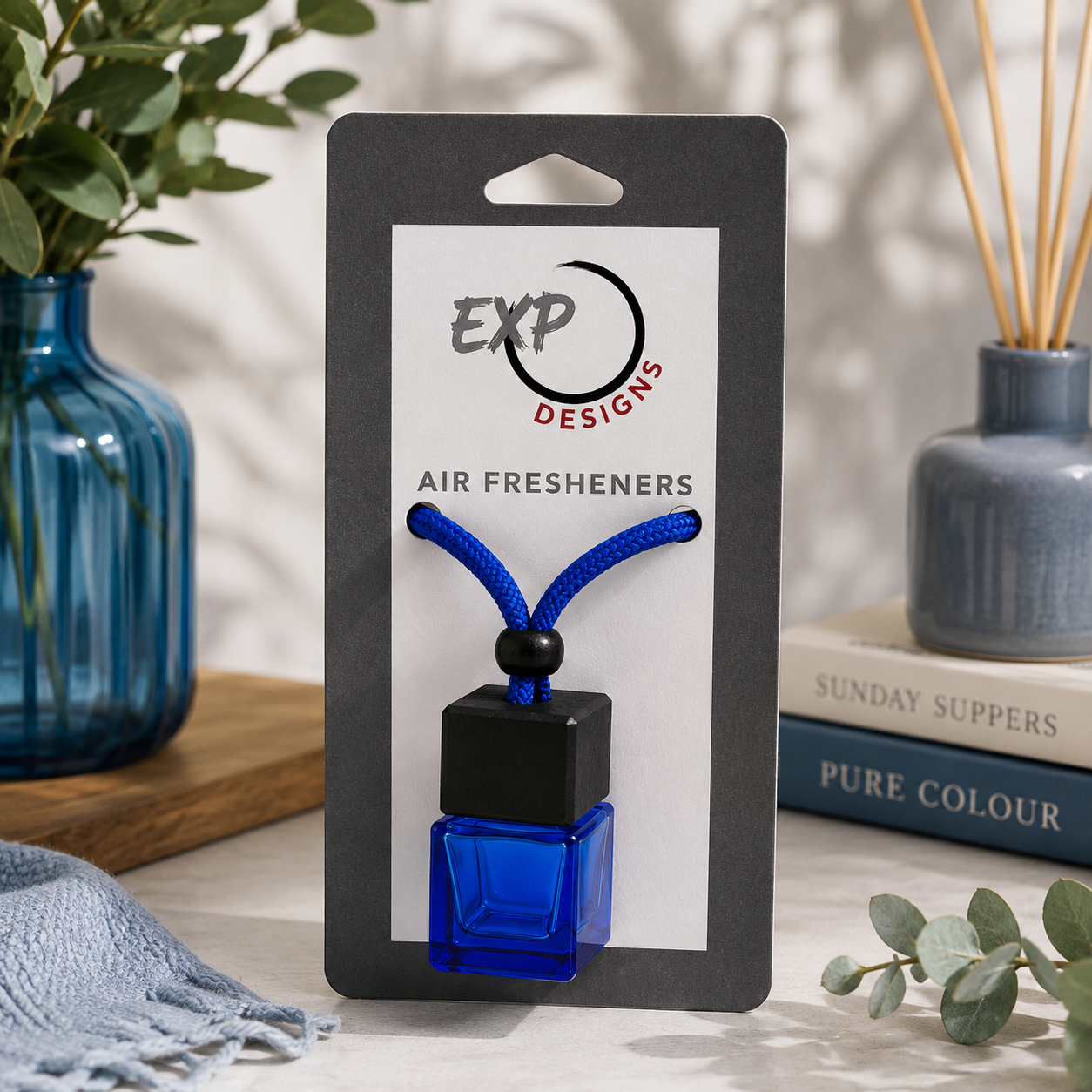 Square Black Wood Top Hanging Car Diffuser