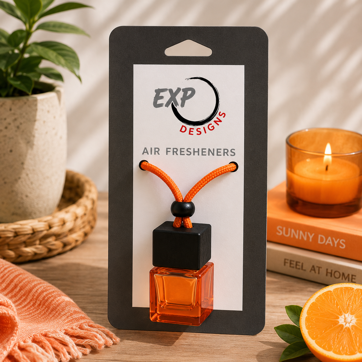 Square Black Wood Top Hanging Car Diffuser