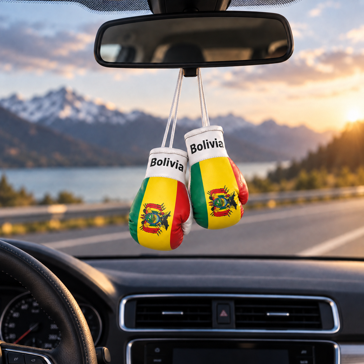 Mini Boxing Gloves Car Mirror Charm — Country Flag Edition
