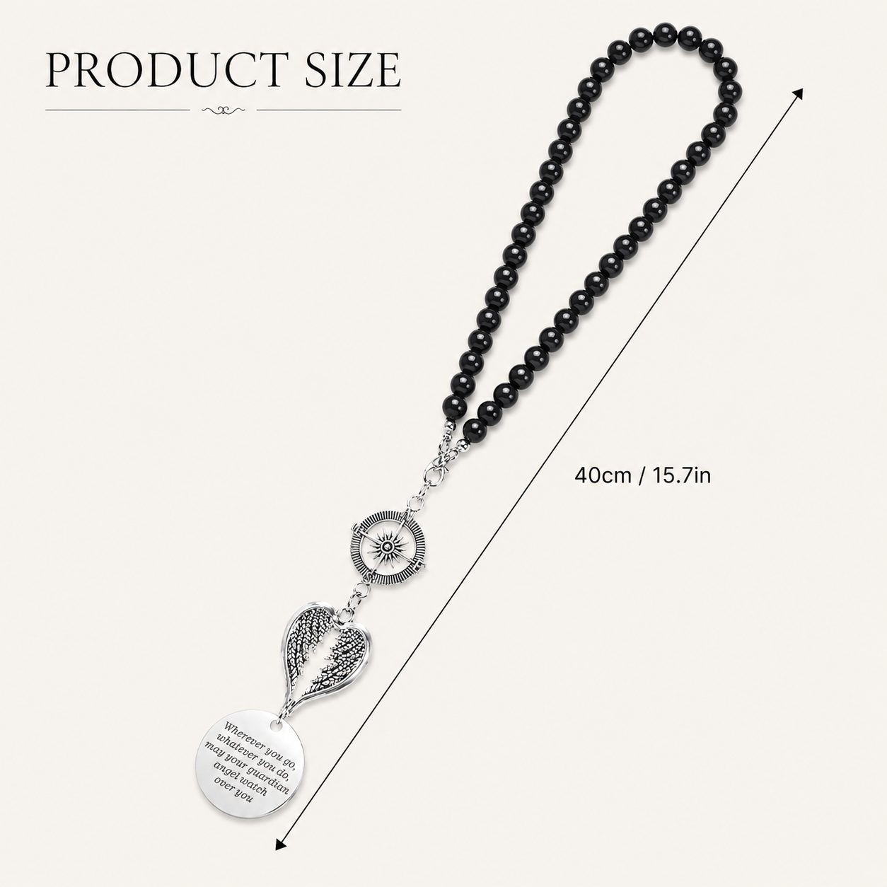 Compass, Wing & Cross Car Hanging Pendant — Guardian Angel Blessing