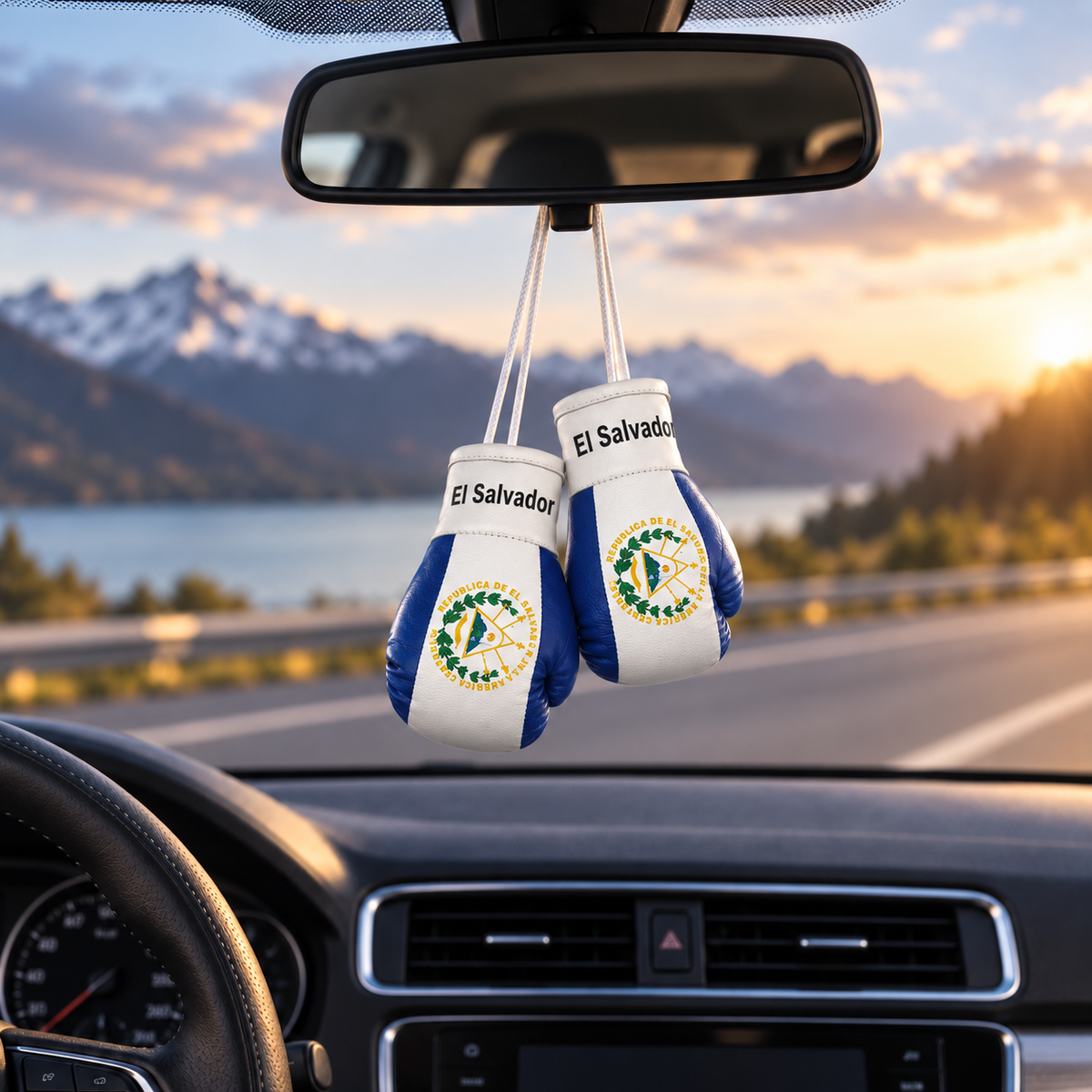 Mini Boxing Gloves Car Mirror Charm — Country Flag Edition