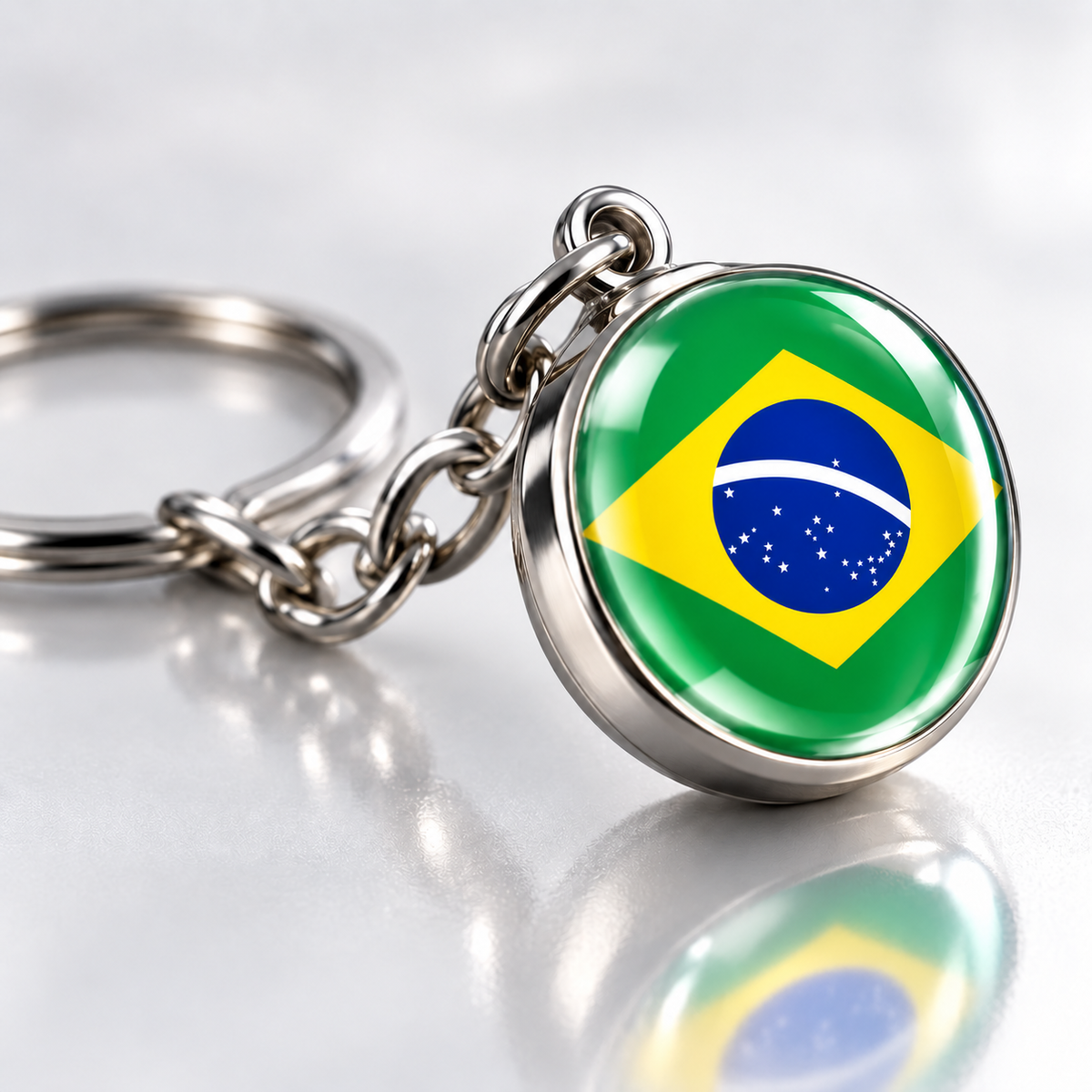 Country Flag Glass Ball Keychain
