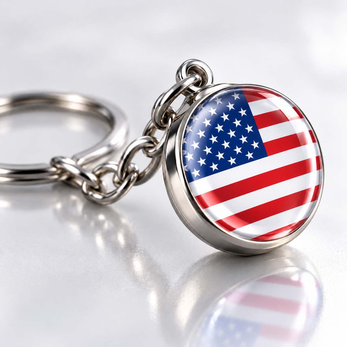 Country Flag Glass Ball Keychain