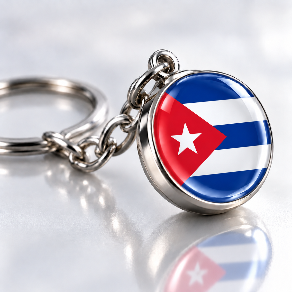 Country Flag Glass Ball Keychain