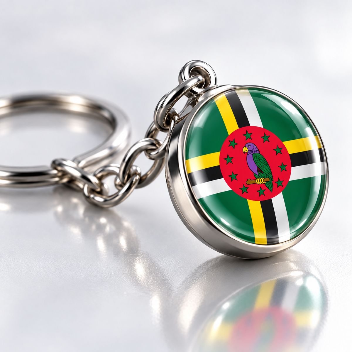 Country Flag Glass Ball Keychain