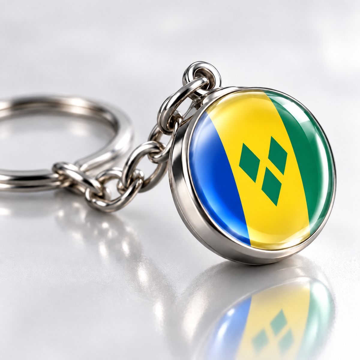 Country Flag Glass Ball Keychain