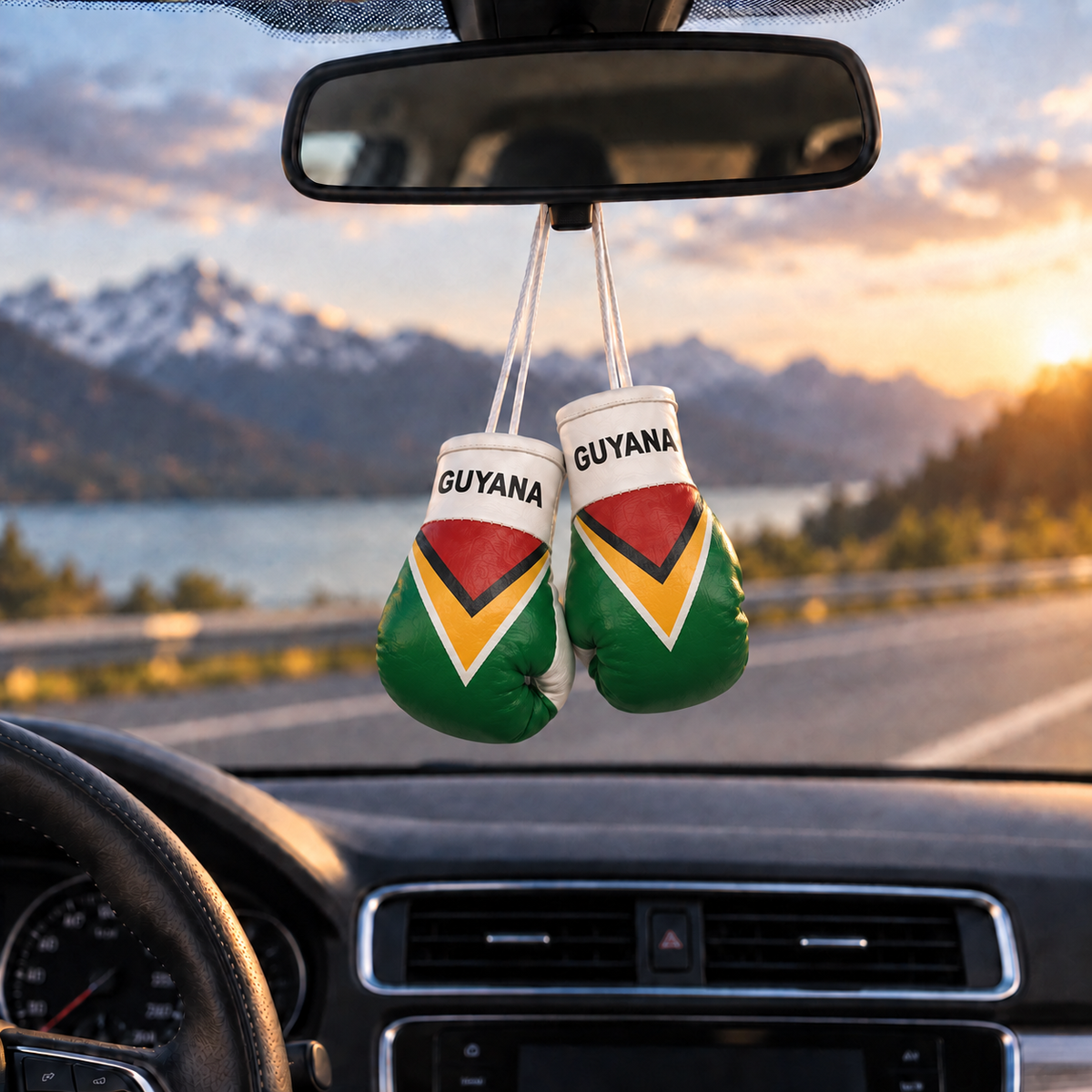 Mini Boxing Gloves Car Mirror Charm — Country Flag Edition