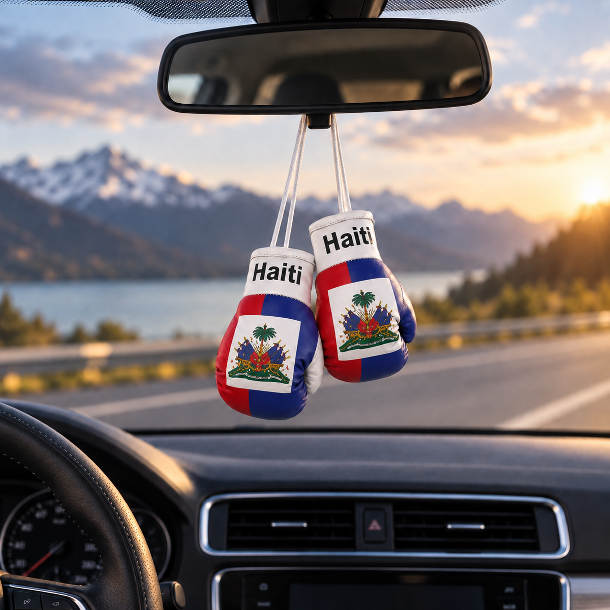 Mini Boxing Gloves Car Mirror Charm — Country Flag Edition