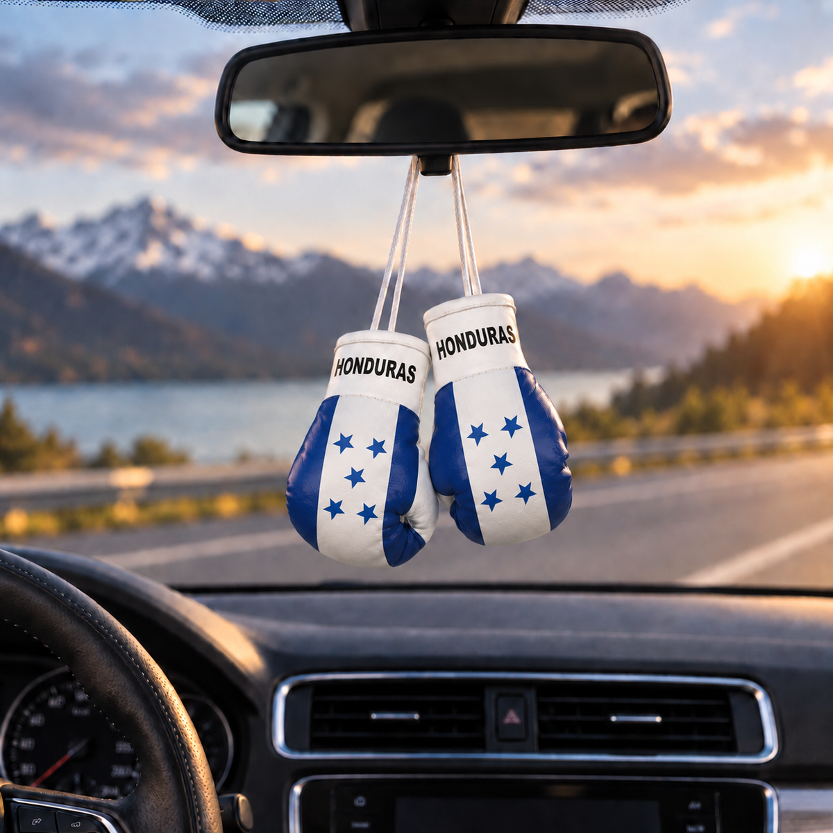 Mini Boxing Gloves Car Mirror Charm — Country Flag Edition