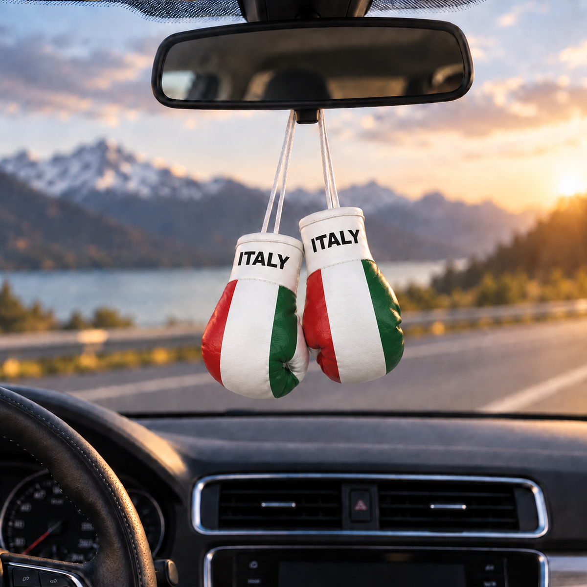 Mini Boxing Gloves Car Mirror Charm — Country Flag Edition